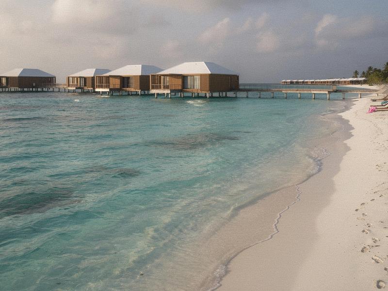 Tropical Maldives lagoon with warm sunlight